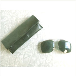 Vintage Gray & Gold Aviator Clip On Sunglasses